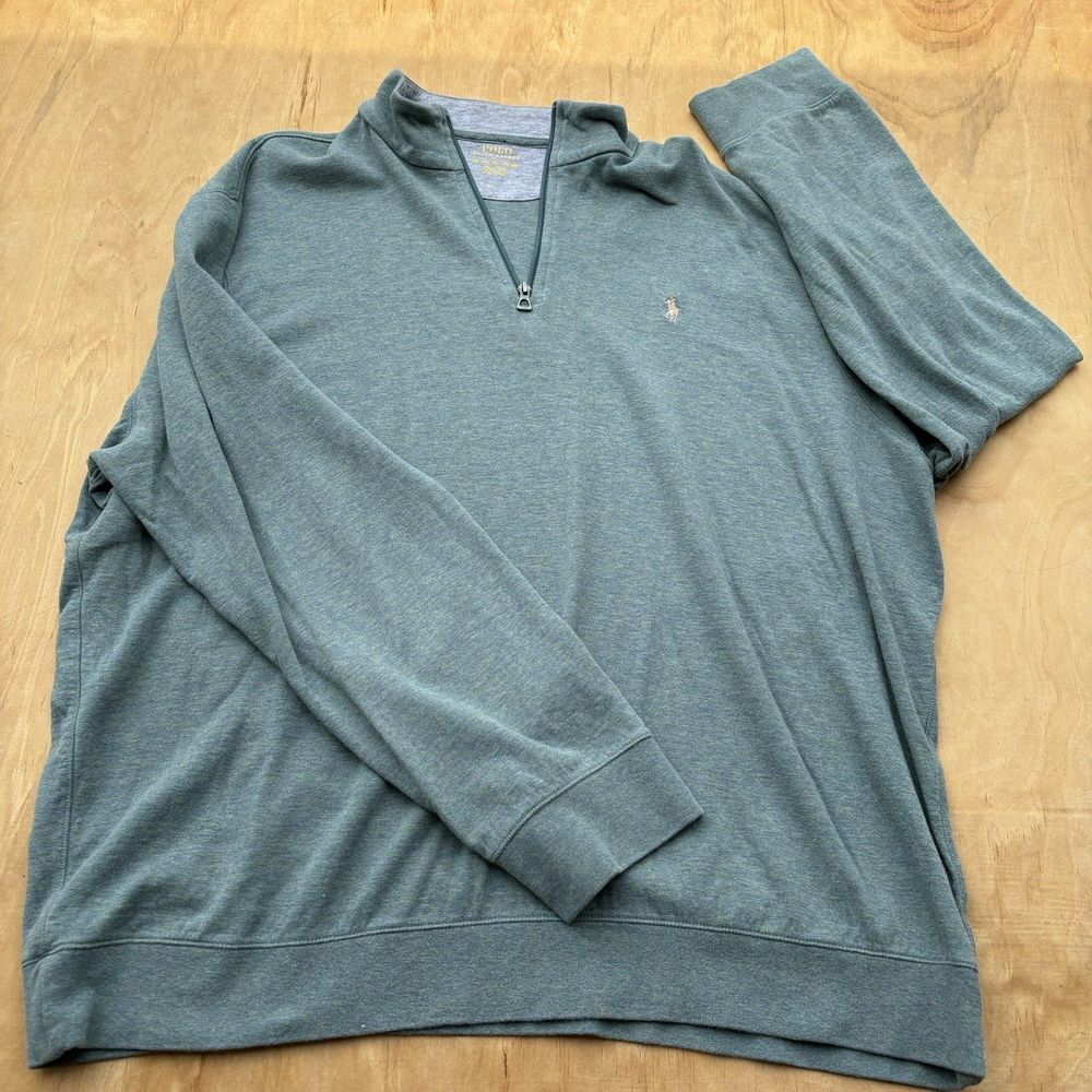 Polo Ralph Lauren Men's XXL Green 1/4 Zip Sweater